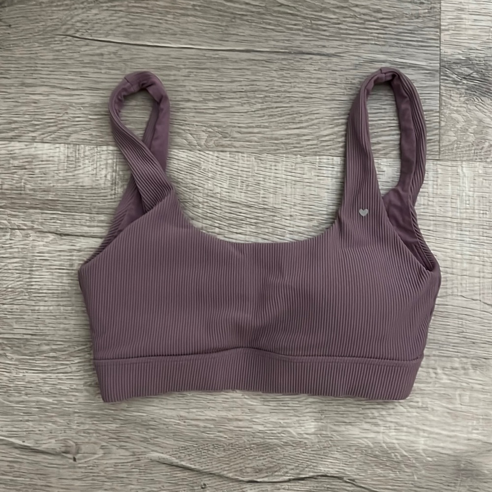 Aloha fitness apparel ribbed sports bra in dusty plumeria color